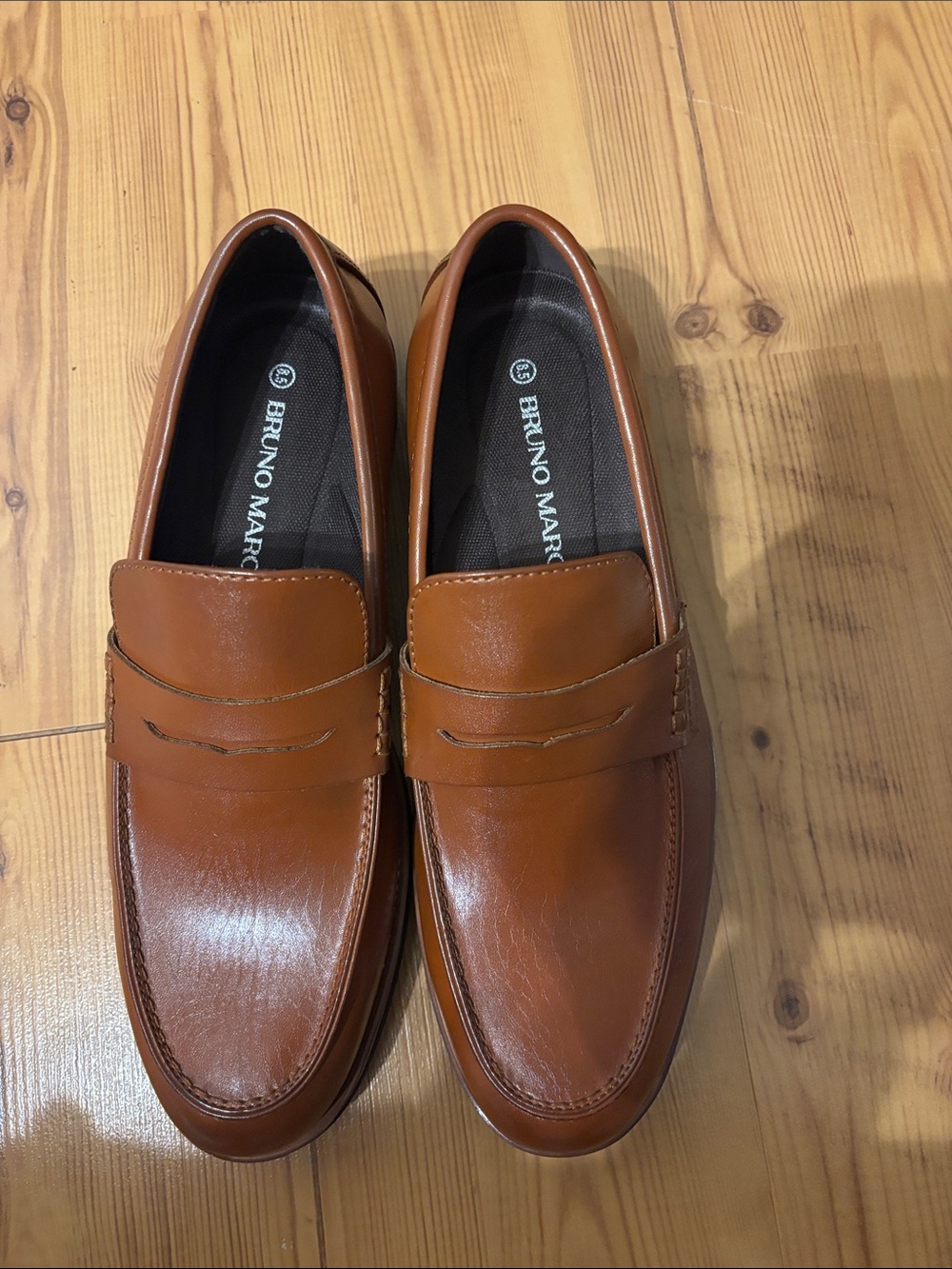 Bruno Marc Men’s Tan Leather Penny Loafers
